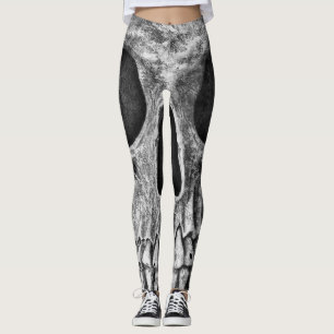Leggings Crâne gothique Cool de Grunge noir et blanc