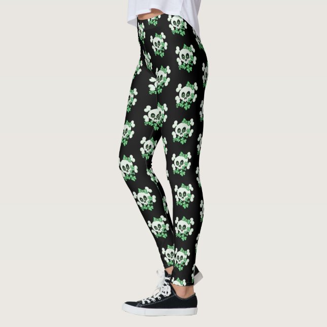 Leggings Crâne mignon avec Shamrock (Gauche)