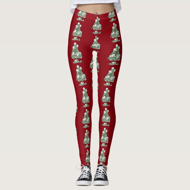 Leggings crâne moche sapin de noël squelette gothique (Devant)