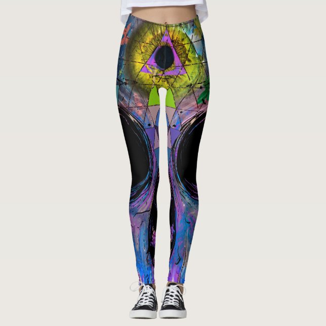 Leggings Crâne psychédélique de troisième oeil - guêtres (Devant)