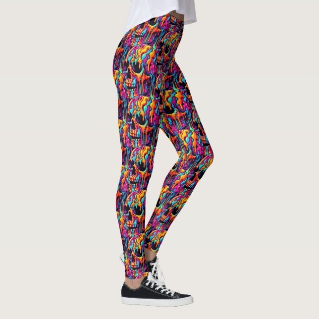 Leggings Crâne psychédélique dynamique (Droite)