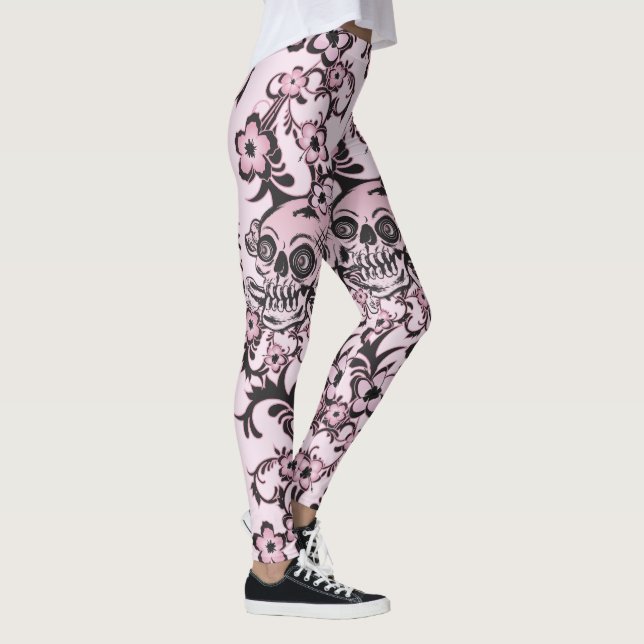 Leggings Crâne rose de tatouage (Droite)