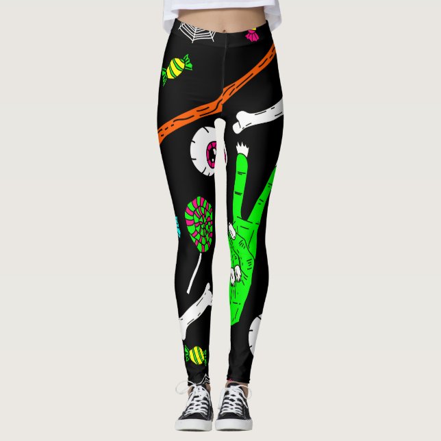 Leggings Crâne zombie d'Halloween (Devant)