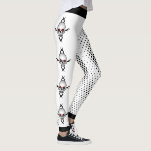 Leggings Crânes Abstraites Polka Noir et Blanc