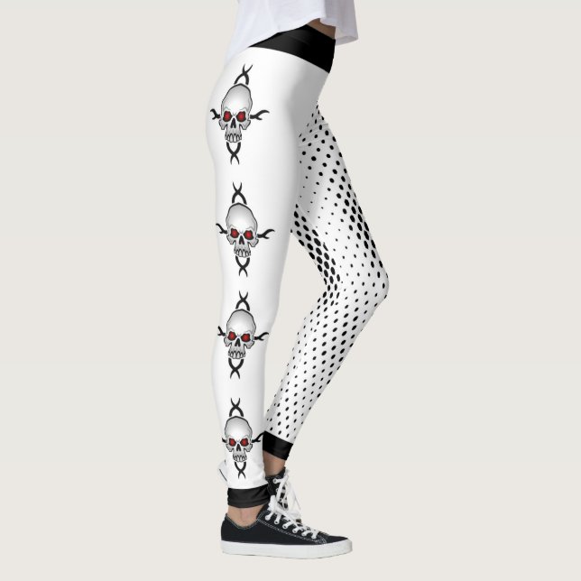 Leggings Crânes Abstraites Polka Noir et Blanc (Droite)