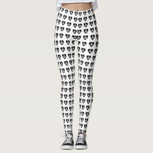 Leggings Crânes avec Coeurs Noirs Motif Halloween