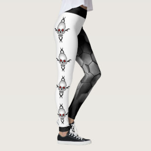 Leggings Crânes d'abeilles Abstraites noires et blanches