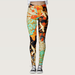 LEGGINGS CRANES DE VOL AVEC FLEURS DE PRINTEMPS