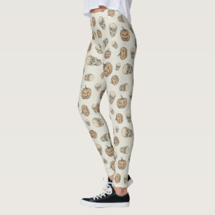 Leggings Crânes et Citrouille Motif d'Halloween