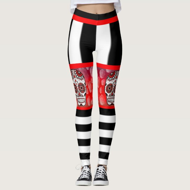 Leggings Crânes Et Roses (Devant)