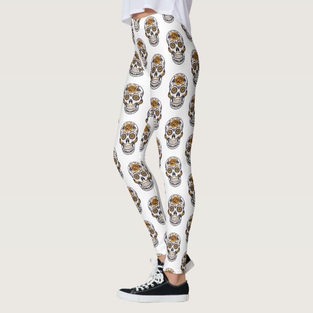 Leggings Crânes Floraux Motif Femmes (Gauche)