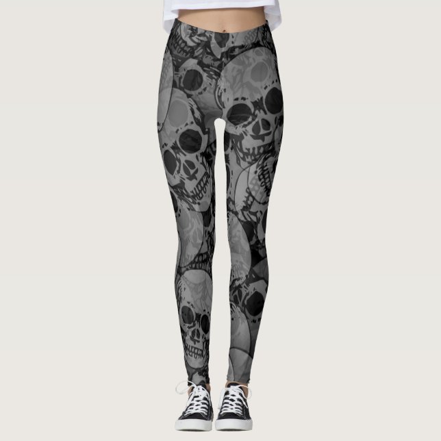 Leggings Crânes Gris Foncé (Devant)