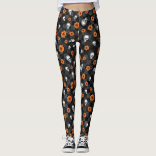 Leggings Crânes oranges et séries tournesol 11