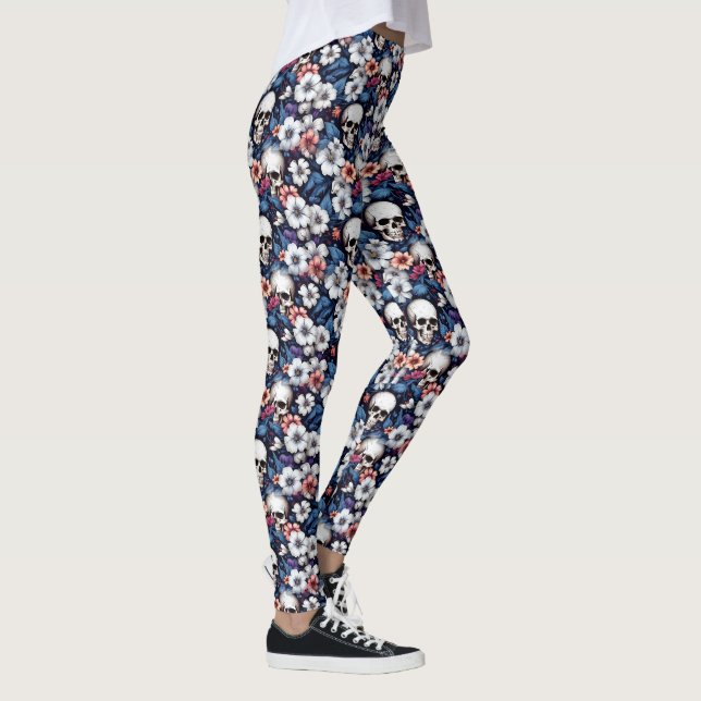 Leggings Crânes parmi les fleurs (Droite)