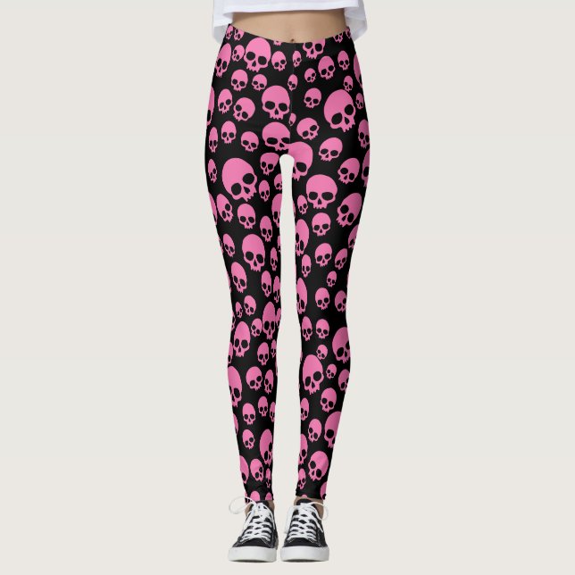 Leggings Crânes rouges aléatoires Motifs (Devant)
