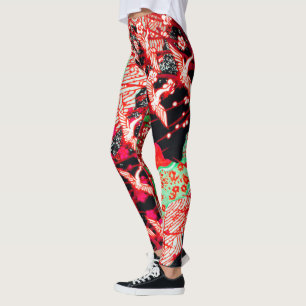 Leggings CRANES VOLANTES AVEC FLEURS PRINTEMPS Floral rouge
