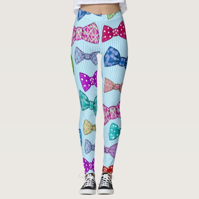 Leggings Cravate de cabot, rayures bleues, aquarelle. (Devant)