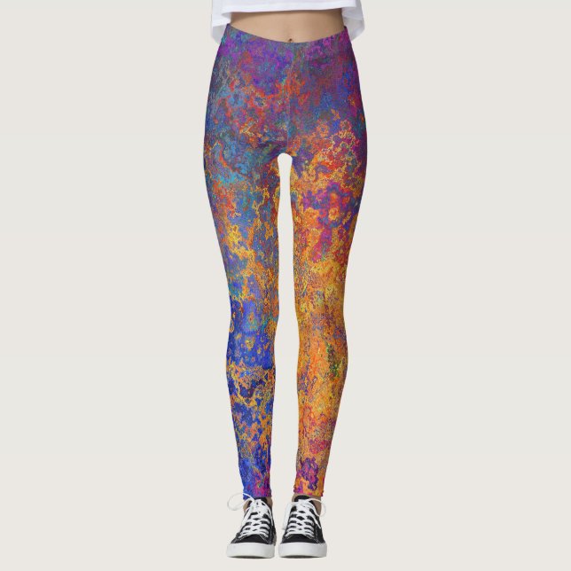Leggings Cravate-Dye Arc-Arc-En-Ciel Sombre (Devant)