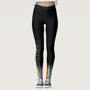 Leggings Crayons colorés sur le noir
