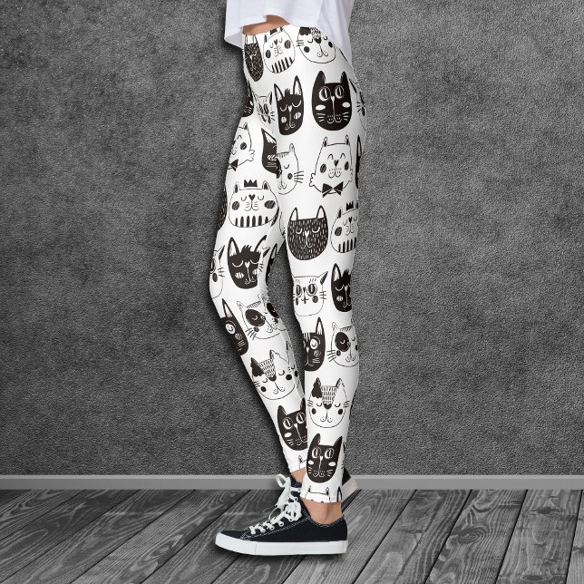 Leggings Crazy Cat face Motif (Créateur téléchargé)