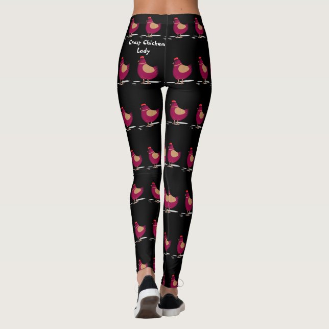 Leggings Crazy Chicken Lady Citation Rose Black Mode (Dos)