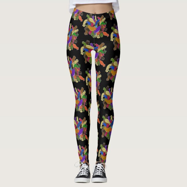 Leggings Crazy Cross Eyed Planarian Worm sur toute l'impres (Devant)