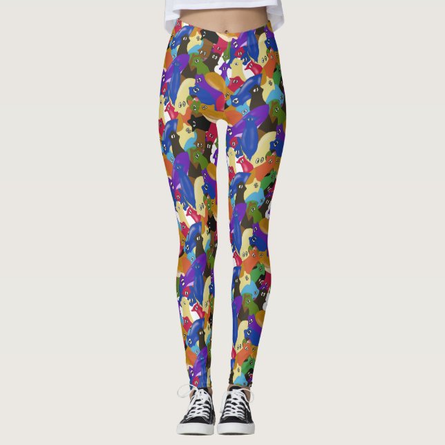 Leggings Crazy Cross Eyed Planarian Worm sur toute l'impres (Devant)