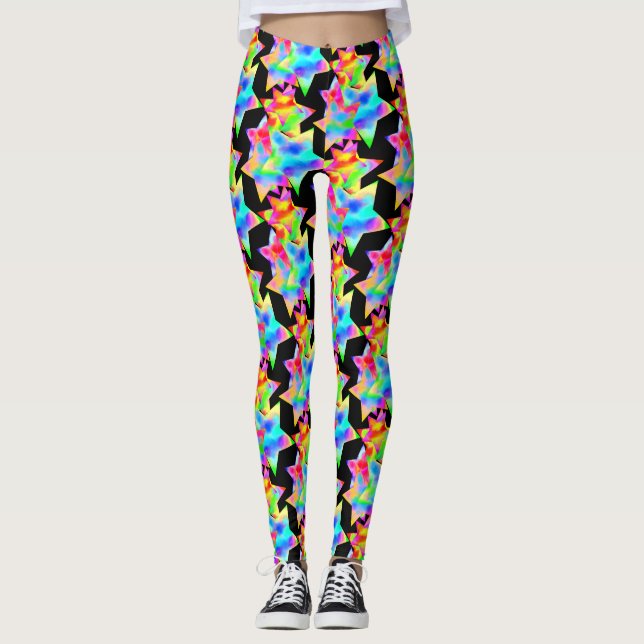 Leggings Crazy Star Trip Dazzle Shine Focus Rainbow Galaxy (Devant)