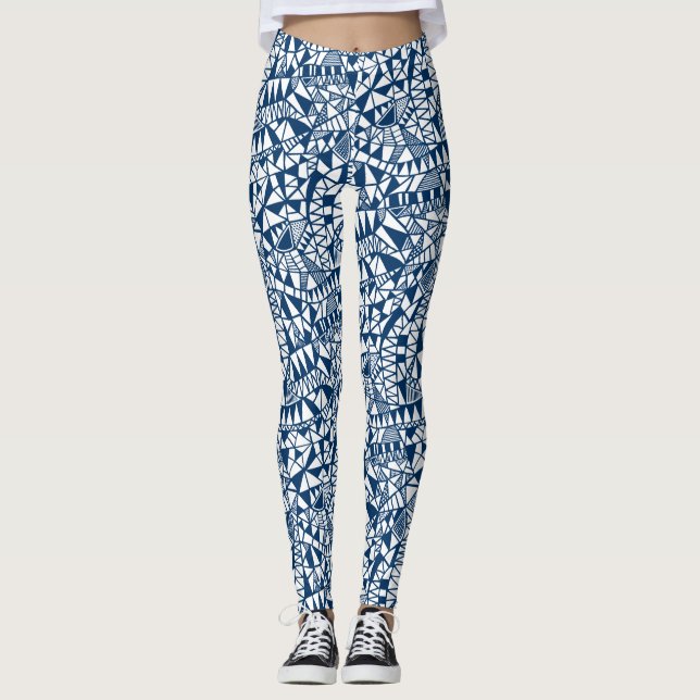 Leggings Crazy Structure Motif 060423 - Indigo Style Blue (Devant)