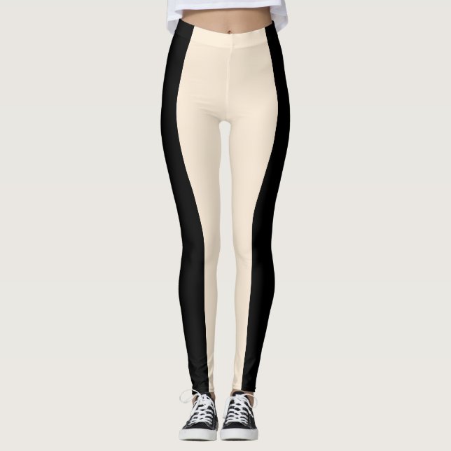 Leggings Cream & Black Stripe Moderne Chic Lounge Salle De  (Devant)