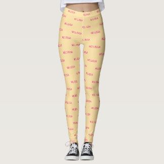 Leggings Cream minimalist custom name