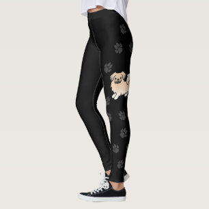 Leggings Cream Sable Espagnol Tibétain Dessin Chien et Pâte