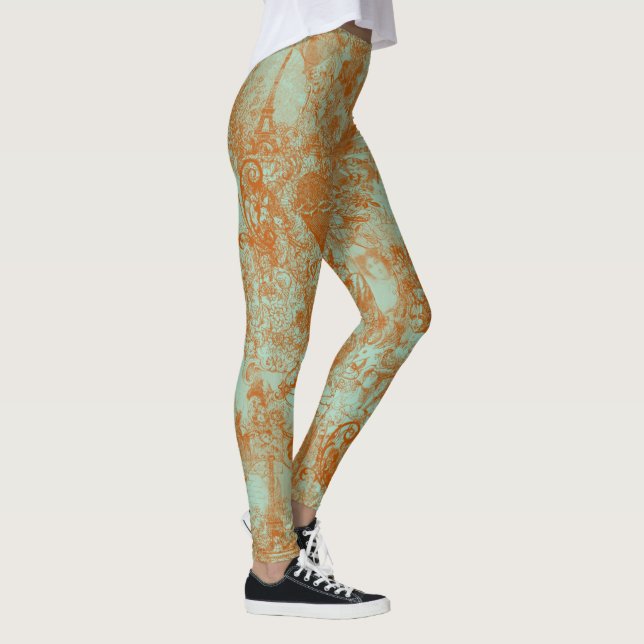 Leggings Création de toile de Paris vert rouille élégant (Droite)