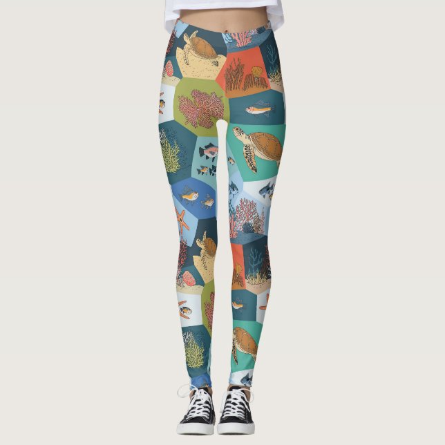 Leggings Création sous-marine Conception de collage (Devant)