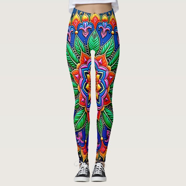 Leggings Créativité vibrante de mandala (Devant)