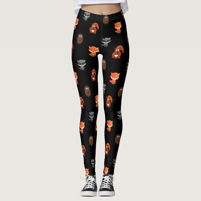 Leggings Créatures de bois mignonnes Légendes de femmes thé (Devant)