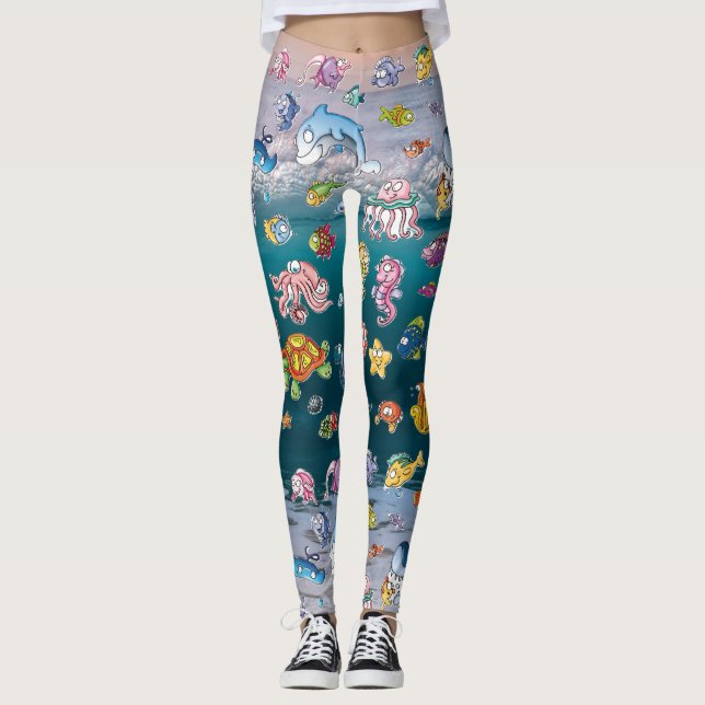 Leggings Créatures marines Artsy  (Devant)