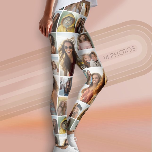Leggings Créer un Collage Photo Personnalisé - 14 Photos -  (Custom Photo Leggings - 14 Photo Collage)