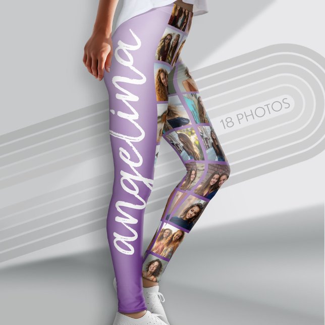 Leggings Créer un collage photo personnalisé 18 photos viol (Custom Photo Leggings with 18 Photos)