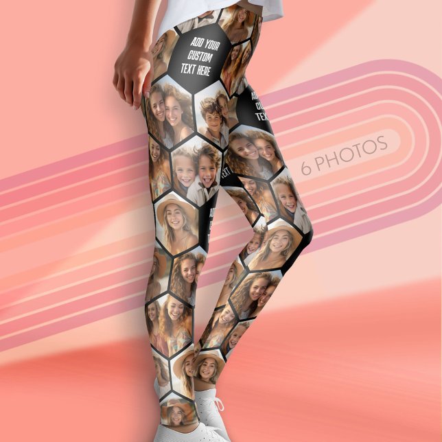 Leggings Créer un collage photo personnalisé 6 - texte (Custom Leggings with Photo Collage)