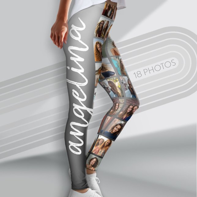 Leggings Créer un collage photo personnalisé avec 18 photos (Custom Photo Leggings with 18 Photos)
