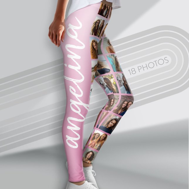 Leggings Créer un collage photo personnalisé avec 18 photos (Custom Photo Leggings with 18 Photos)