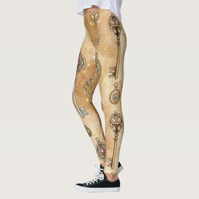 Leggings Créez Vos Propres Clés Magiques Dorées (Gauche)