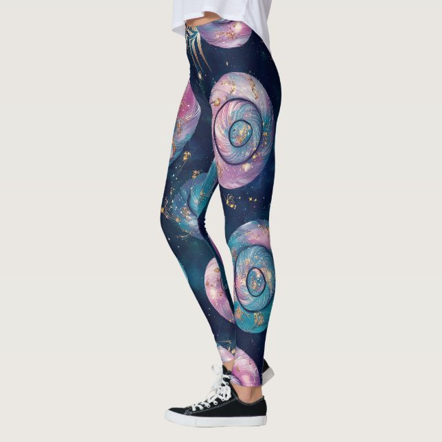 Leggings Créez vos propres grands points feuillus sarcelle  (Gauche)