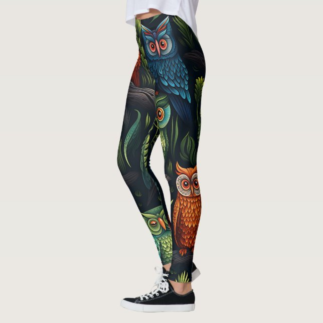 Leggings Créez Vos Propres Hiboux Multicolores Noirs (Gauche)