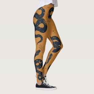 Leggings Créez Vos Propres Serpents Noirs Sacrés Orange