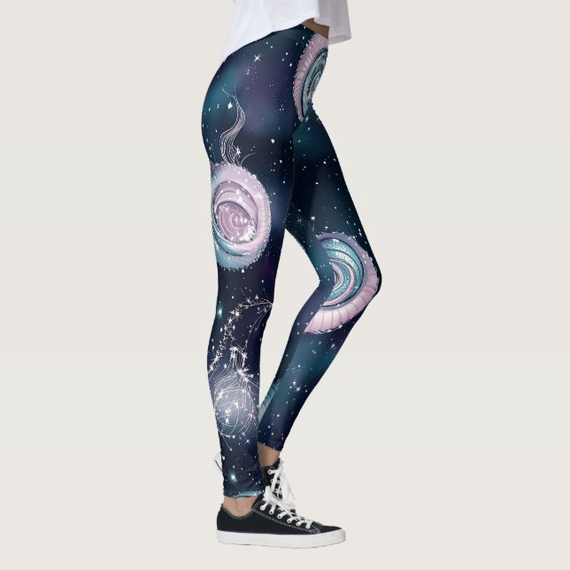 Leggings Créez vos propres spirales fractales sarcelle viol (Droite)