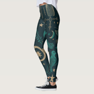 Leggings Créez Vos Propres Symboles Rituels Sarcelle Et Or