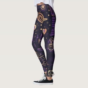Leggings Créez Vos Propres Symboles Sacrés Violets et Dorés