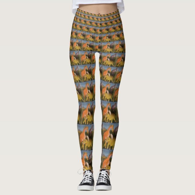 Leggings Créez votre propre Belle Giraffe animal adorable (Devant)